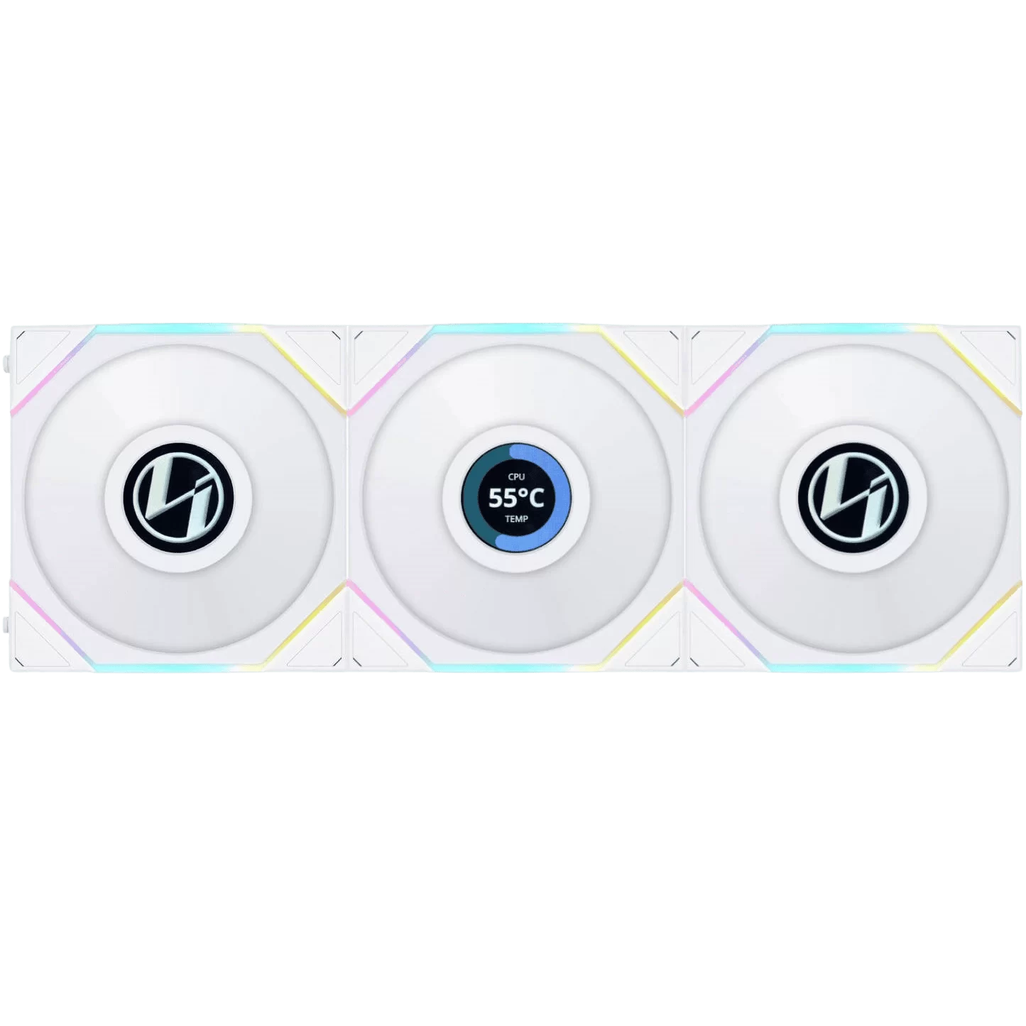 Lian Li UNI FAN TL LCD 120 Reverse Blade Triple White Fan (12RTLLCD3W) - 3x 120mm fans, 1x UNI FAN Controller Cable (P-7P) 1 Lian Li UNI FAN TL LCD 120 Reverse Blade Triple White Fan (12RTLLCD3W) - 3x 120mm fans, 1x UNI FAN Controller Cable (P-7P)