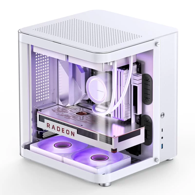 Jonsbo TK-1 White Micro ATX Mini Tower Case - Hyperboloid Glass Design, Support ATX power + 240 AIO 3 Jonsbo TK-1 White Micro ATX Mini Tower Case - Hyperboloid Glass Design, Support ATX power + 240 AIO - Ảnh 3