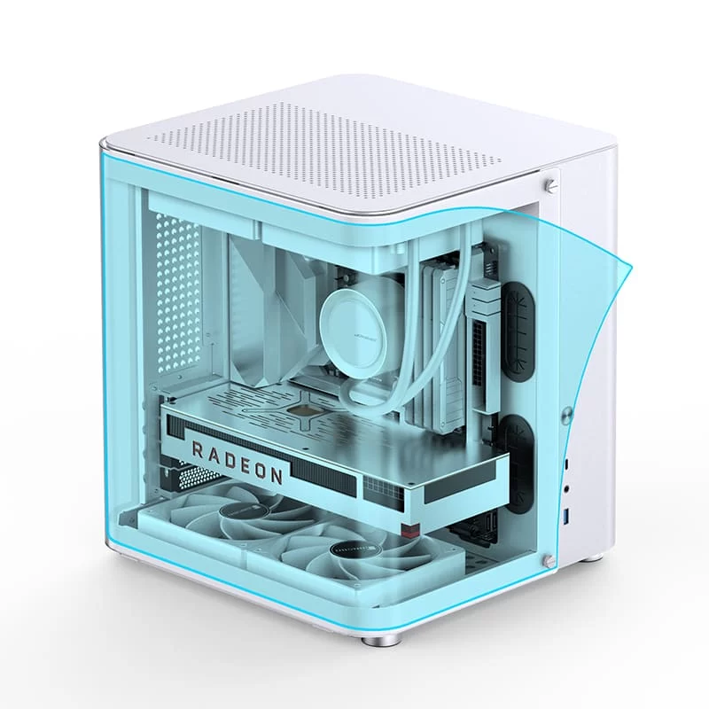 Jonsbo TK-1 White Micro ATX Mini Tower Case - Hyperboloid Glass Design, Support ATX power + 240 AIO 7 Jonsbo TK-1 White Micro ATX Mini Tower Case - Hyperboloid Glass Design, Support ATX power + 240 AIO - Ảnh 7