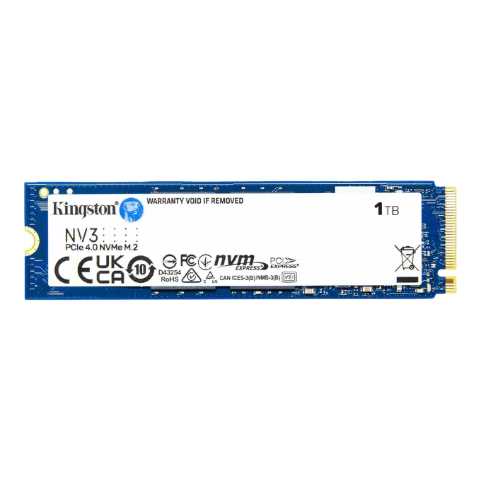 Kingston NV3 1TB (SNV3S/1000G) SSD – M.2 2280, PCIe Gen 4.0 x4 NVMe 1.4 1 Kingston NV3 1TB (SNV3S/1000G) SSD – M.2 2280, PCIe Gen 4.0 x4 NVMe 1.4