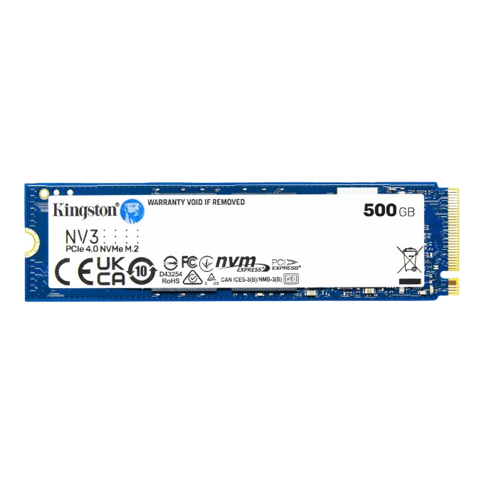 Kingston NV3 500GB (SNV3S/500G) SSD – M.2 2280, PCIe Gen 4.0 x4 NVMe 1.4 1 Kingston NV3 500GB (SNV3S/500G) SSD – M.2 2280, PCIe Gen 4.0 x4 NVMe 1.4