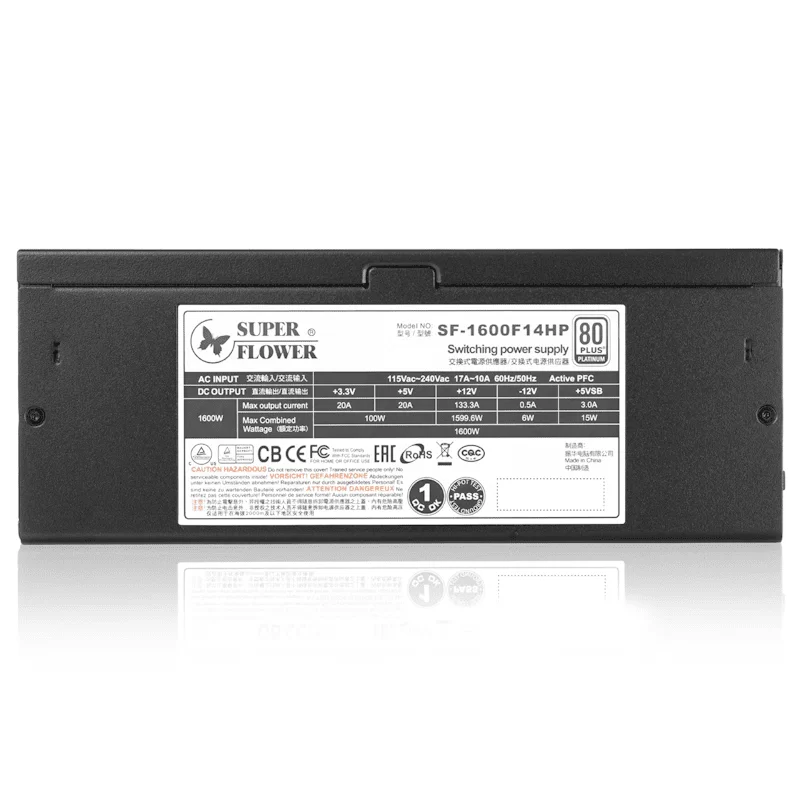 Super Flower Leadex Platinum 1600W PCIe5.0 (SF-1600F14HP) PSU - 1600W, Black, 80 Plus Platinum, Full Modular, 140mm Two-ball bearing fan 7 Super Flower Leadex Platinum 1600W PCIe5.0 (SF-1600F14HP) PSU - 1600W, Black, 80 Plus Platinum, Full Modular, 140mm Two-ball bearing fan - Ảnh 7