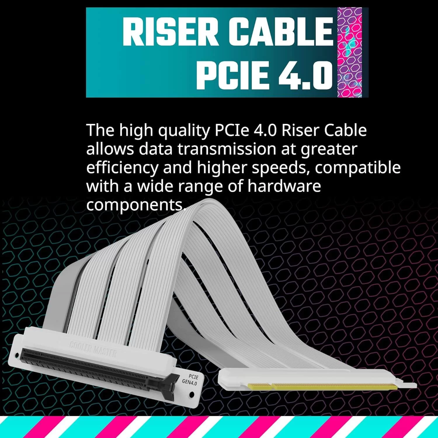 Cooler Master Universal Vertical Graphics Card Holder Kit V3 White - White, Premium Riser Cable PCI-E 4.0 x16-165mm 6 Cooler Master Universal Vertical Graphics Card Holder Kit V3 White - White, Premium Riser Cable PCI-E 4.0 x16-165mm - Ảnh 6