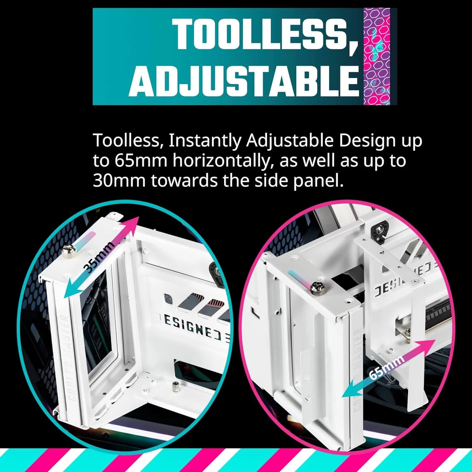 Cooler Master Universal Vertical Graphics Card Holder Kit V3 White - White, Premium Riser Cable PCI-E 4.0 x16-165mm 13 Cooler Master Universal Vertical Graphics Card Holder Kit V3 White - White, Premium Riser Cable PCI-E 4.0 x16-165mm - Ảnh 13
