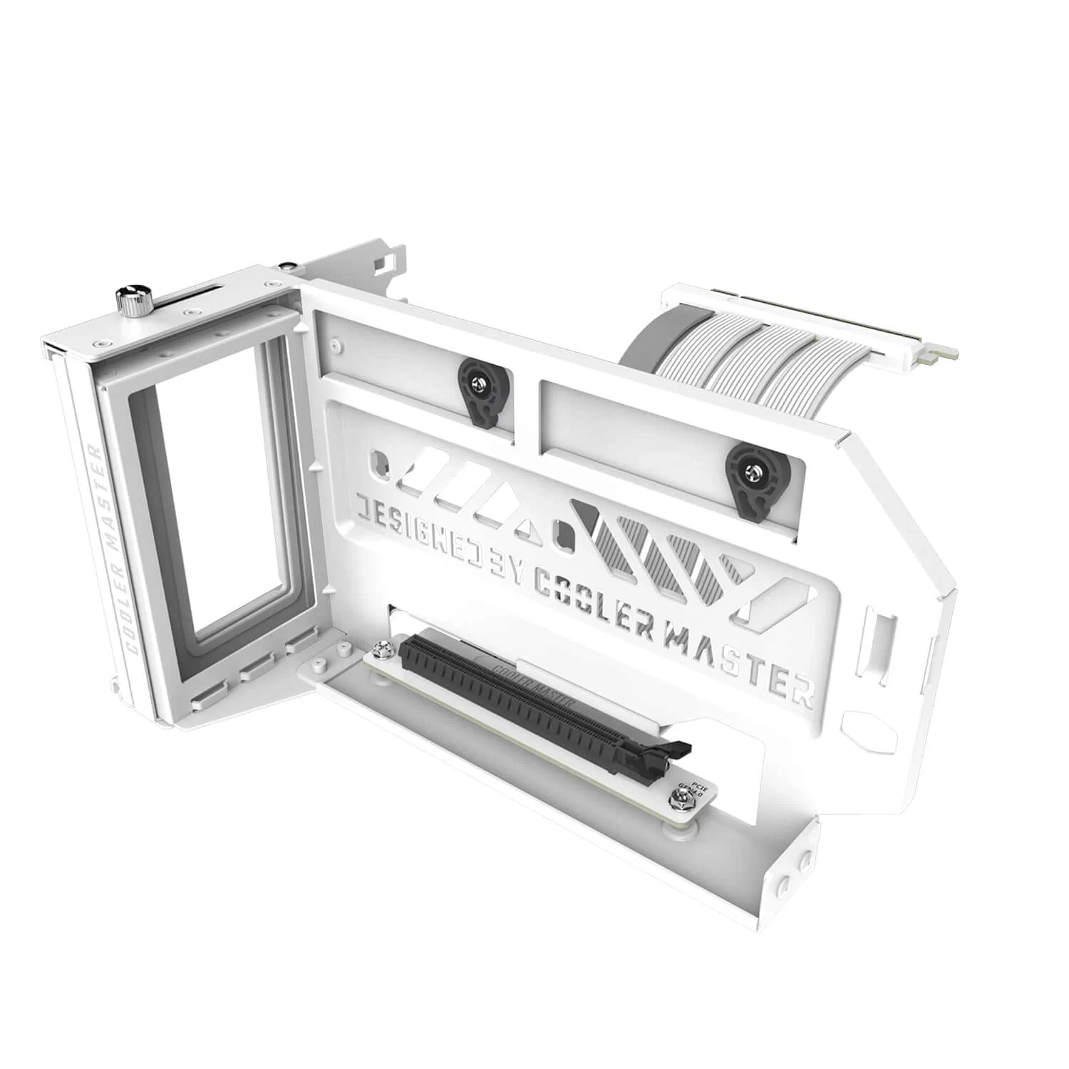 Cooler Master Universal Vertical Graphics Card Holder Kit V3 White - White, Premium Riser Cable PCI-E 4.0 x16-165mm 2 Cooler Master Universal Vertical Graphics Card Holder Kit V3 White - White, Premium Riser Cable PCI-E 4.0 x16-165mm - Ảnh 2