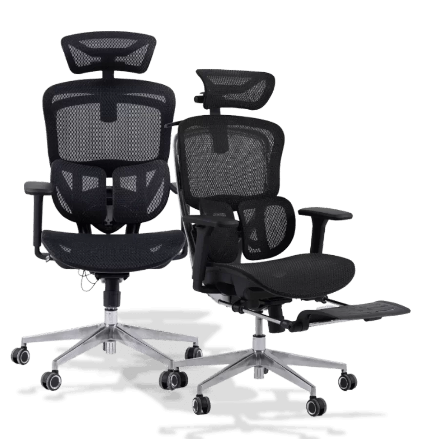 Gami Crom All Black Ergonomic Chair - tựa cổ HeadFlex 8D, tựa lưng Butterfit 2D, Multi Button, tay ghế 360 độ, lưới solidmesh USA