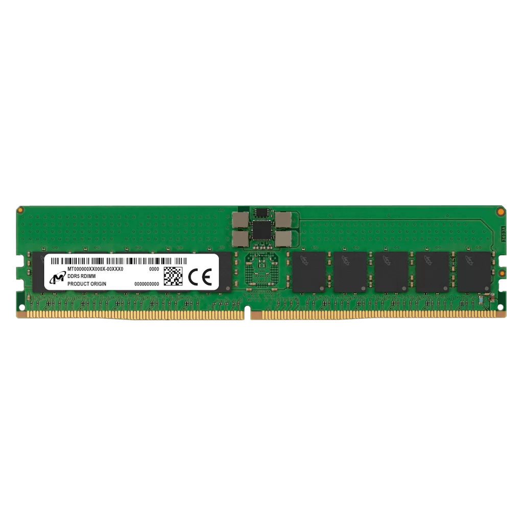 MICRON 64GB (1x64GB) 5600MHz CL46 2Rx4 16Gbit DDR5 ECC R-DIMM Memory Kit - non heatsink, 2Rx4 16Gbit (MTC40F2046S1RC56BD1R) 1 MICRON 64GB (1x64GB) 5600MHz CL46 2Rx4 16Gbit DDR5 ECC R-DIMM Memory Kit - non heatsink, 2Rx4 16Gbit (MTC40F2046S1RC56BD1R)