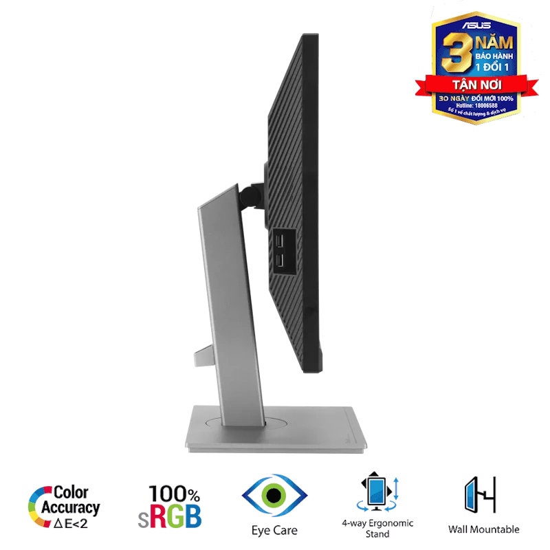 ASUS ProArt Display PA248CNV Professional Monitor - 24.1 inch, 16:10, IPS, WUXGA(1920 x 1200), 100% sRGB+Rec.709, ΔE < 2, Calman Verified, HDR-10, USB-C Docking, RJ45, 75Hz, HDR-10, Ergonomic Stand 12 ASUS ProArt Display PA248CNV Professional Monitor - 24.1 inch, 16:10, IPS, WUXGA(1920 x 1200), 100% sRGB+Rec.709, ΔE < 2, Calman Verified, HDR-10, USB-C Docking, RJ45, 75Hz, HDR-10, Ergonomic Stand - Ảnh 12
