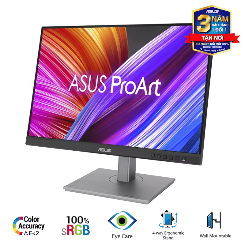 ASUS ProArt Display PA248CNV Professional Monitor - 24.1 inch, 16:10, IPS, WUXGA(1920 x 1200), 100% sRGB+Rec.709, ΔE < 2, Calman Verified, HDR-10, USB-C Docking, RJ45, 75Hz, HDR-10, Ergonomic Stand 2 ASUS ProArt Display PA248CNV Professional Monitor - 24.1 inch, 16:10, IPS, WUXGA(1920 x 1200), 100% sRGB+Rec.709, ΔE < 2, Calman Verified, HDR-10, USB-C Docking, RJ45, 75Hz, HDR-10, Ergonomic Stand - Ảnh 2