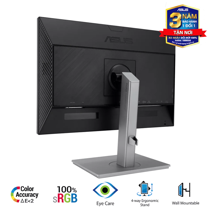 ASUS ProArt Display PA248CNV Professional Monitor - 24.1 inch, 16:10, IPS, WUXGA(1920 x 1200), 100% sRGB+Rec.709, ΔE < 2, Calman Verified, HDR-10, USB-C Docking, RJ45, 75Hz, HDR-10, Ergonomic Stand 8 ASUS ProArt Display PA248CNV Professional Monitor - 24.1 inch, 16:10, IPS, WUXGA(1920 x 1200), 100% sRGB+Rec.709, ΔE < 2, Calman Verified, HDR-10, USB-C Docking, RJ45, 75Hz, HDR-10, Ergonomic Stand - Ảnh 8