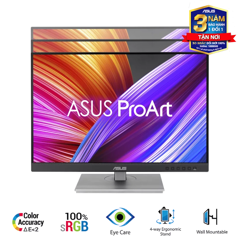 ASUS ProArt Display PA248CNV Professional Monitor - 24.1 inch, 16:10, IPS, WUXGA(1920 x 1200), 100% sRGB+Rec.709, ΔE < 2, Calman Verified, HDR-10, USB-C Docking, RJ45, 75Hz, HDR-10, Ergonomic Stand 4 ASUS ProArt Display PA248CNV Professional Monitor - 24.1 inch, 16:10, IPS, WUXGA(1920 x 1200), 100% sRGB+Rec.709, ΔE < 2, Calman Verified, HDR-10, USB-C Docking, RJ45, 75Hz, HDR-10, Ergonomic Stand - Ảnh 4