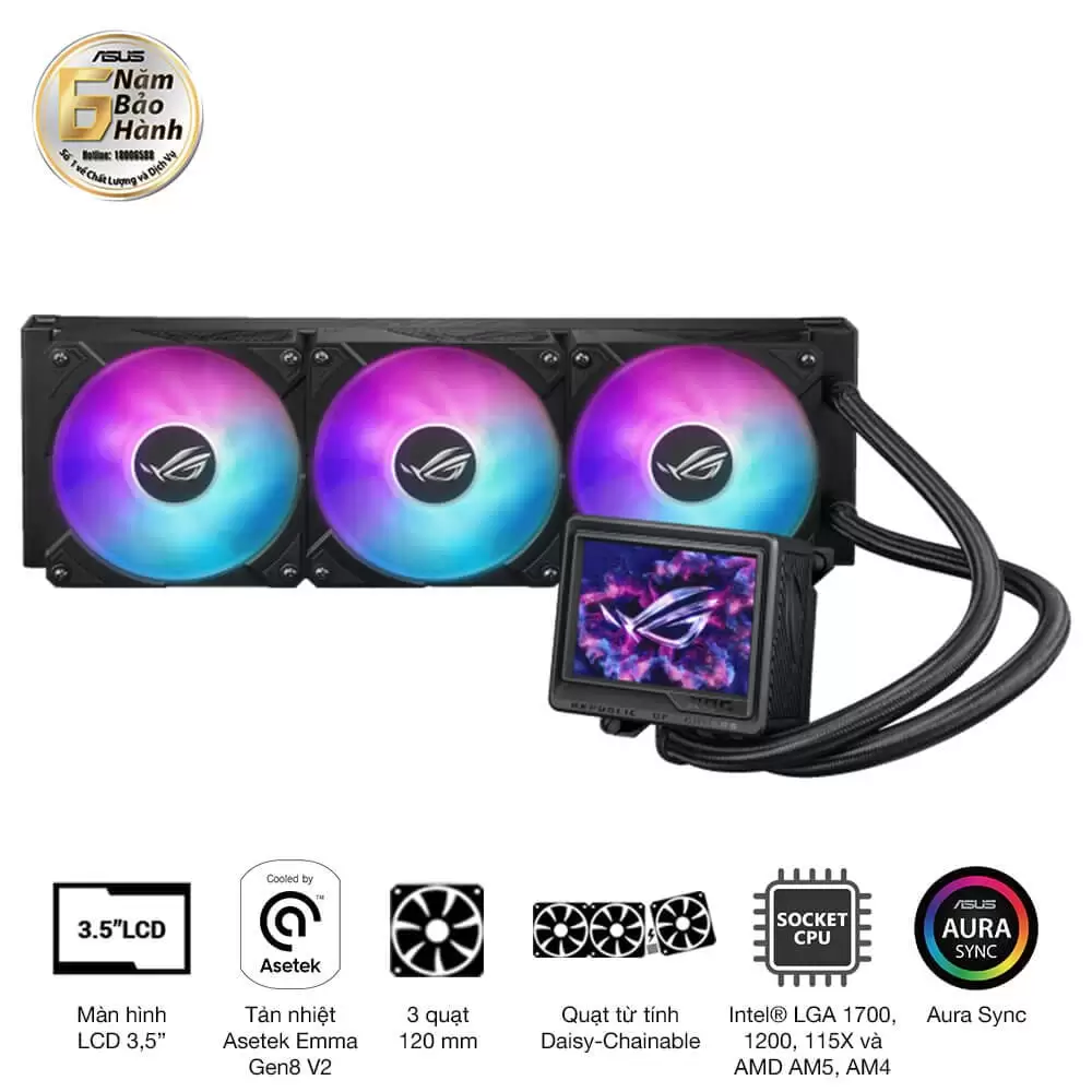 ASUS ROG Ryujin III 360 ARGB Extreme AIO Liquid CPU Cooler - 3.5 inch (640 x 480) LCD Display, 360mm radiator, Asetek Emma Gen8 V2 pump, 3x ROG 120mm ARGB Fans 1 ASUS ROG Ryujin III 360 ARGB Extreme AIO Liquid CPU Cooler - 3.5 inch (640 x 480) LCD Display, 360mm radiator, Asetek Emma Gen8 V2 pump, 3x ROG 120mm ARGB Fans