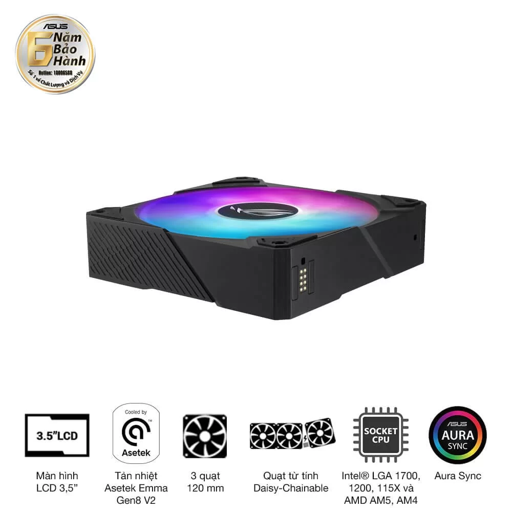 ASUS ROG Ryujin III 360 ARGB Extreme AIO Liquid CPU Cooler - 3.5 inch (640 x 480) LCD Display, 360mm radiator, Asetek Emma Gen8 V2 pump, 3x ROG 120mm ARGB Fans 8 ASUS ROG Ryujin III 360 ARGB Extreme AIO Liquid CPU Cooler - 3.5 inch (640 x 480) LCD Display, 360mm radiator, Asetek Emma Gen8 V2 pump, 3x ROG 120mm ARGB Fans - Ảnh 8
