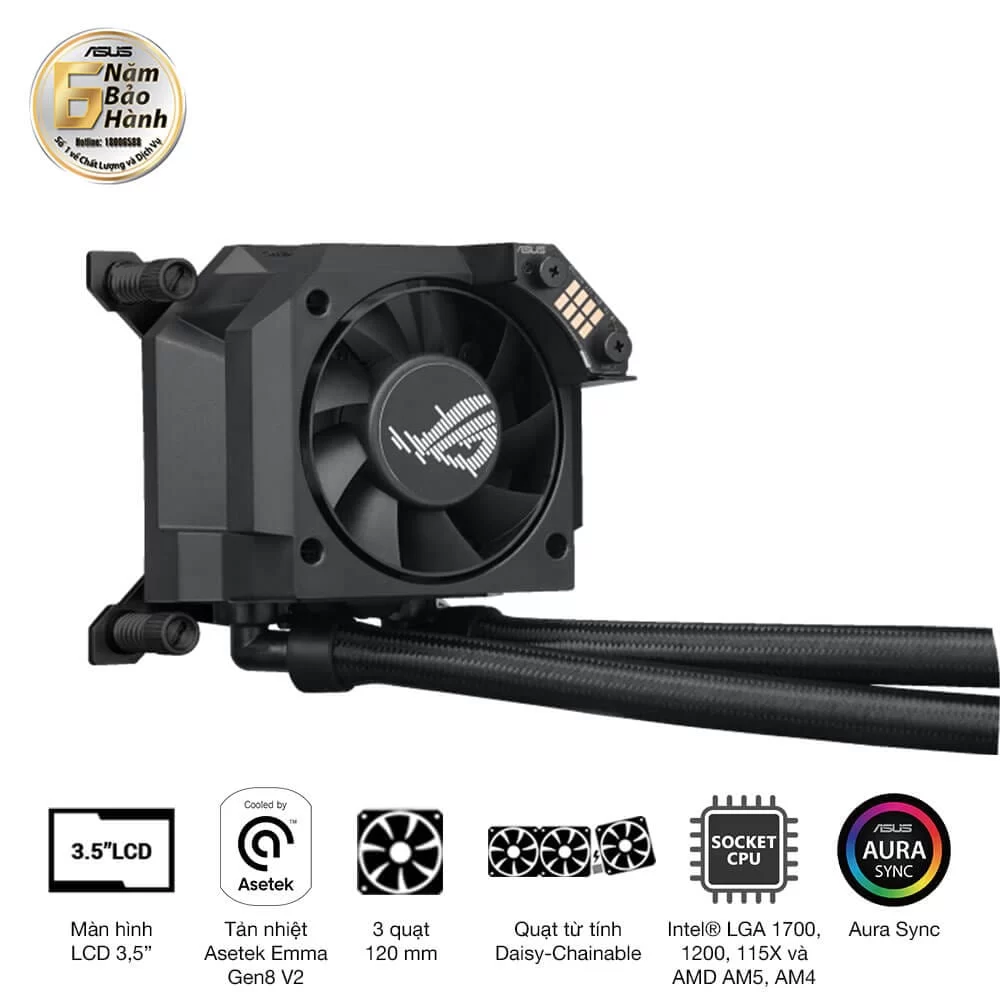 ASUS ROG Ryujin III 360 ARGB Extreme AIO Liquid CPU Cooler - 3.5 inch (640 x 480) LCD Display, 360mm radiator, Asetek Emma Gen8 V2 pump, 3x ROG 120mm ARGB Fans 11 ASUS ROG Ryujin III 360 ARGB Extreme AIO Liquid CPU Cooler - 3.5 inch (640 x 480) LCD Display, 360mm radiator, Asetek Emma Gen8 V2 pump, 3x ROG 120mm ARGB Fans - Ảnh 11