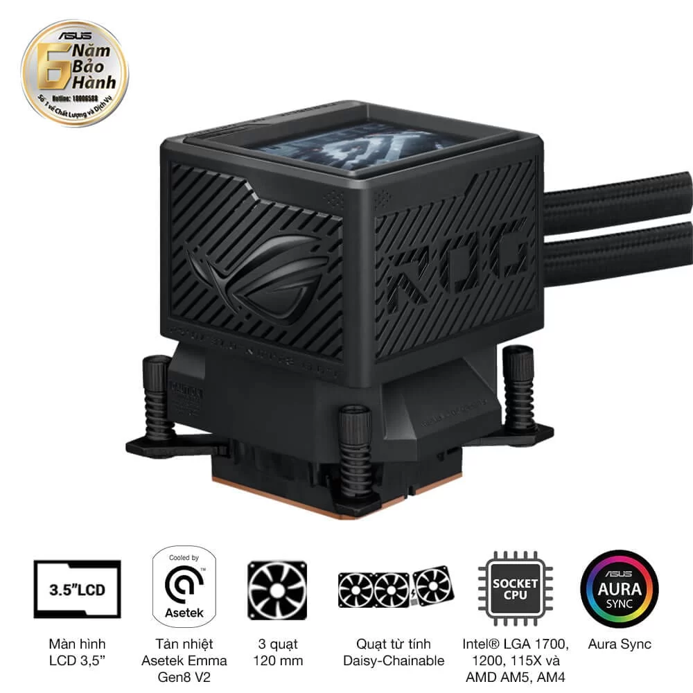 ASUS ROG Ryujin III 360 ARGB Extreme AIO Liquid CPU Cooler - 3.5 inch (640 x 480) LCD Display, 360mm radiator, Asetek Emma Gen8 V2 pump, 3x ROG 120mm ARGB Fans 12 ASUS ROG Ryujin III 360 ARGB Extreme AIO Liquid CPU Cooler - 3.5 inch (640 x 480) LCD Display, 360mm radiator, Asetek Emma Gen8 V2 pump, 3x ROG 120mm ARGB Fans - Ảnh 12