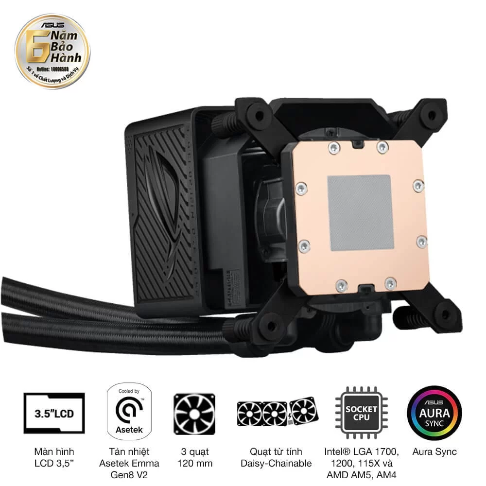 ASUS ROG Ryujin III 360 ARGB Extreme AIO Liquid CPU Cooler - 3.5 inch (640 x 480) LCD Display, 360mm radiator, Asetek Emma Gen8 V2 pump, 3x ROG 120mm ARGB Fans 13 ASUS ROG Ryujin III 360 ARGB Extreme AIO Liquid CPU Cooler - 3.5 inch (640 x 480) LCD Display, 360mm radiator, Asetek Emma Gen8 V2 pump, 3x ROG 120mm ARGB Fans - Ảnh 13