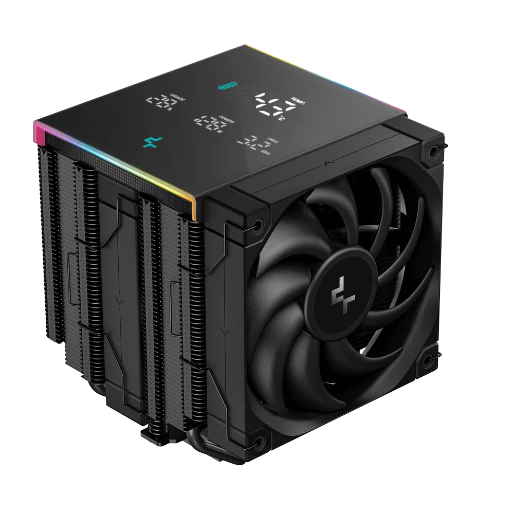 Deepcool AK620 DIGITAL PRO CPU Air Cooler - Black, 6 Heatpipes, Dual Tower, Multi-data point screen 1 Deepcool AK620 DIGITAL PRO CPU Air Cooler - Black, 6 Heatpipes, Dual Tower, Multi-data point screen