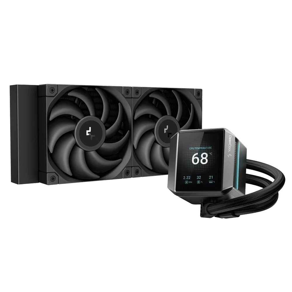 DeepCool MYSTIQUE 240 LCD AIO Liquid CPU Cooler - Black, 240mm Radiator, 5th Gen Pump 3400RPM AIO 2.8" 640x480 TFT LCD Screen, Anti-Leak Tech, FT12 SE PWM Fans