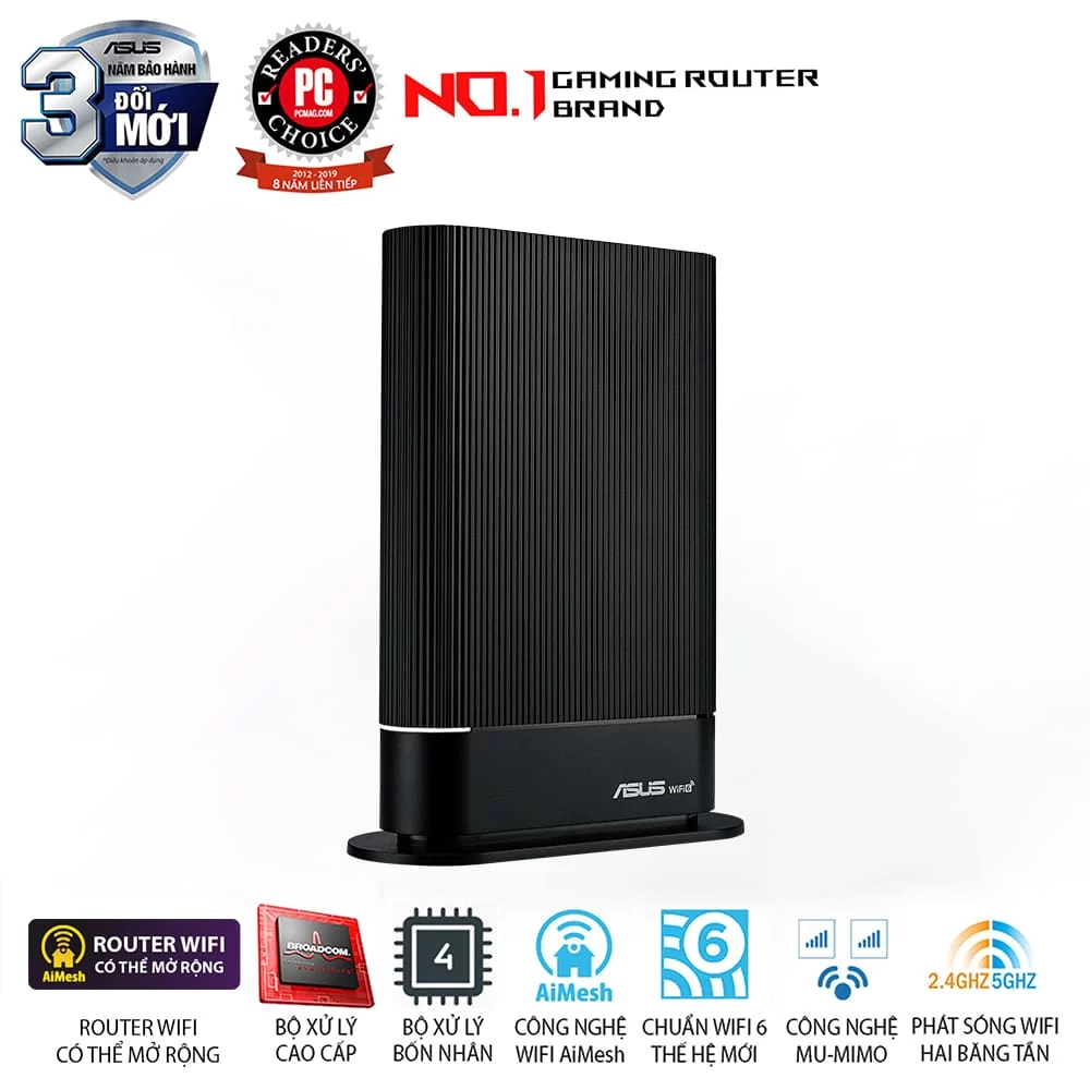 ASUS RT-AX59U WiFi Router - AX4200 (802.11ax) AiMesh, AiProtection Pro, Safe Browsing, In 2 ASUS RT-AX59U WiFi Router - AX4200 (802.11ax) AiMesh, AiProtection Pro, Safe Browsing, In - Ảnh 2