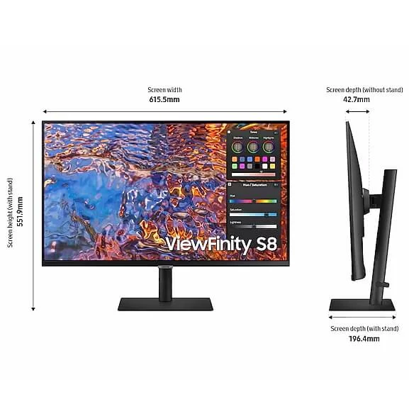 Samsung ViewFinity S8 S80PB LS27B800PXEXXV Monitor - 27 inch 4K UHD (3840x2160), IPS, 60Hz, 5ms, HDMI 2.0, HDCP 2.2 (HDMI), DP 1.4, Type-C 90W PD 10 Samsung ViewFinity S8 S80PB LS27B800PXEXXV Monitor - 27 inch 4K UHD (3840x2160), IPS, 60Hz, 5ms, HDMI 2.0, HDCP 2.2 (HDMI), DP 1.4, Type-C 90W PD - Ảnh 10