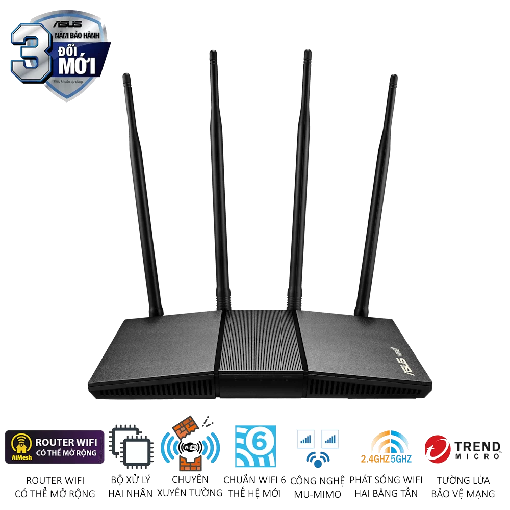 ASUS AX1800HP V2 (RT-AX1800HP V2) Router - Black, WiFi 6(802.11ax) MU-MIMO OFDMA, Ai 1 ASUS AX1800HP V2 (RT-AX1800HP V2) Router - Black, WiFi 6(802.11ax) MU-MIMO OFDMA, Ai