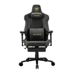 Cougar Armor EVO M Gold Gaming Chair - Magnetic Memory Foam Neck Pillow, PVC leather, Full steel frame, 5D armrest, Footrest, Lumbar Cushion