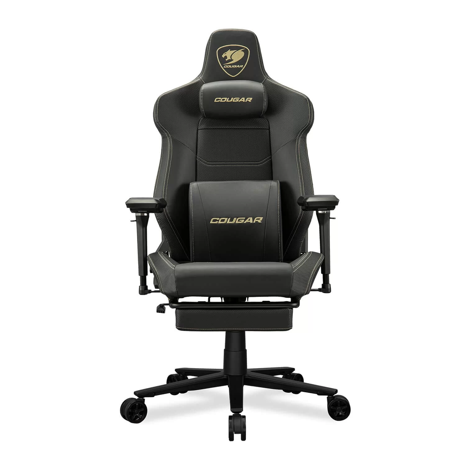 Cougar Armor EVO M Gold Gaming Chair - Magnetic Memory Foam Neck Pillow, PVC leather, Full steel frame, 5D armrest, Footrest, Lumbar Cushion 2 Cougar Armor EVO M Gold Gaming Chair - Magnetic Memory Foam Neck Pillow, PVC leather, Full steel frame, 5D armrest, Footrest, Lumbar Cushion - Ảnh 2
