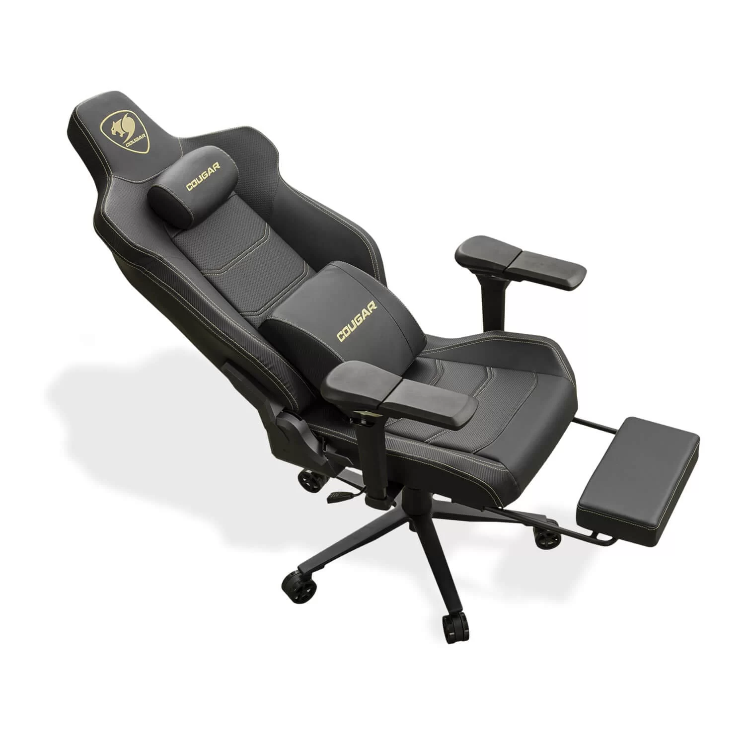 Cougar Armor EVO M Gold Gaming Chair - Magnetic Memory Foam Neck Pillow, PVC leather, Full steel frame, 5D armrest, Footrest, Lumbar Cushion 10 Cougar Armor EVO M Gold Gaming Chair - Magnetic Memory Foam Neck Pillow, PVC leather, Full steel frame, 5D armrest, Footrest, Lumbar Cushion - Ảnh 10