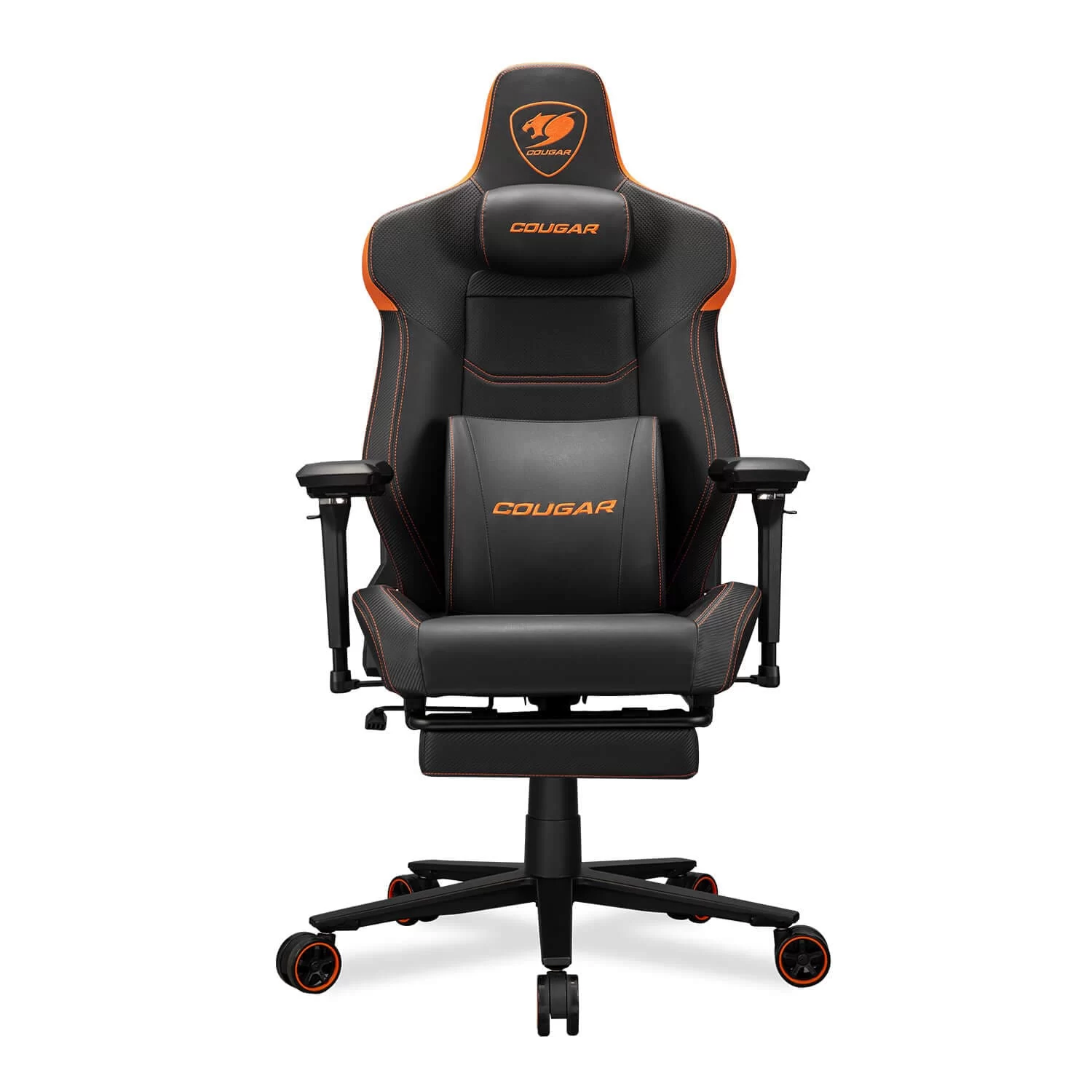 Cougar Armor EVO M Gaming Chair - Orange, Magnetic Memory Foam Neck Pillow, PVC leather, Full steel frame, 5D armrest, Footrest, Lumbar Cushion 2 Cougar Armor EVO M Gaming Chair - Orange, Magnetic Memory Foam Neck Pillow, PVC leather, Full steel frame, 5D armrest, Footrest, Lumbar Cushion - Ảnh 2