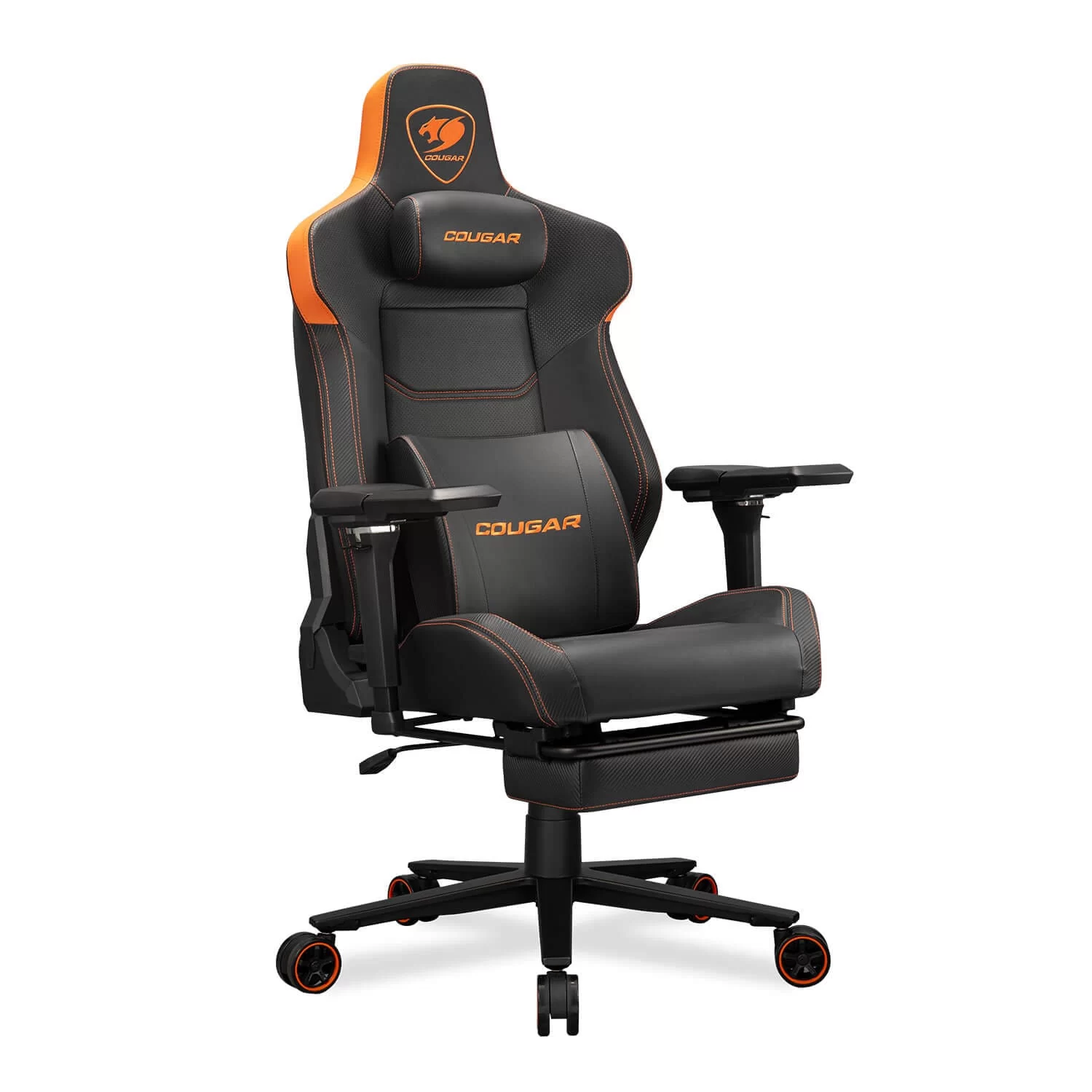 Cougar Armor EVO M Gaming Chair - Orange, Magnetic Memory Foam Neck Pillow, PVC leather, Full steel frame, 5D armrest, Footrest, Lumbar Cushion 3 Cougar Armor EVO M Gaming Chair - Orange, Magnetic Memory Foam Neck Pillow, PVC leather, Full steel frame, 5D armrest, Footrest, Lumbar Cushion - Ảnh 3