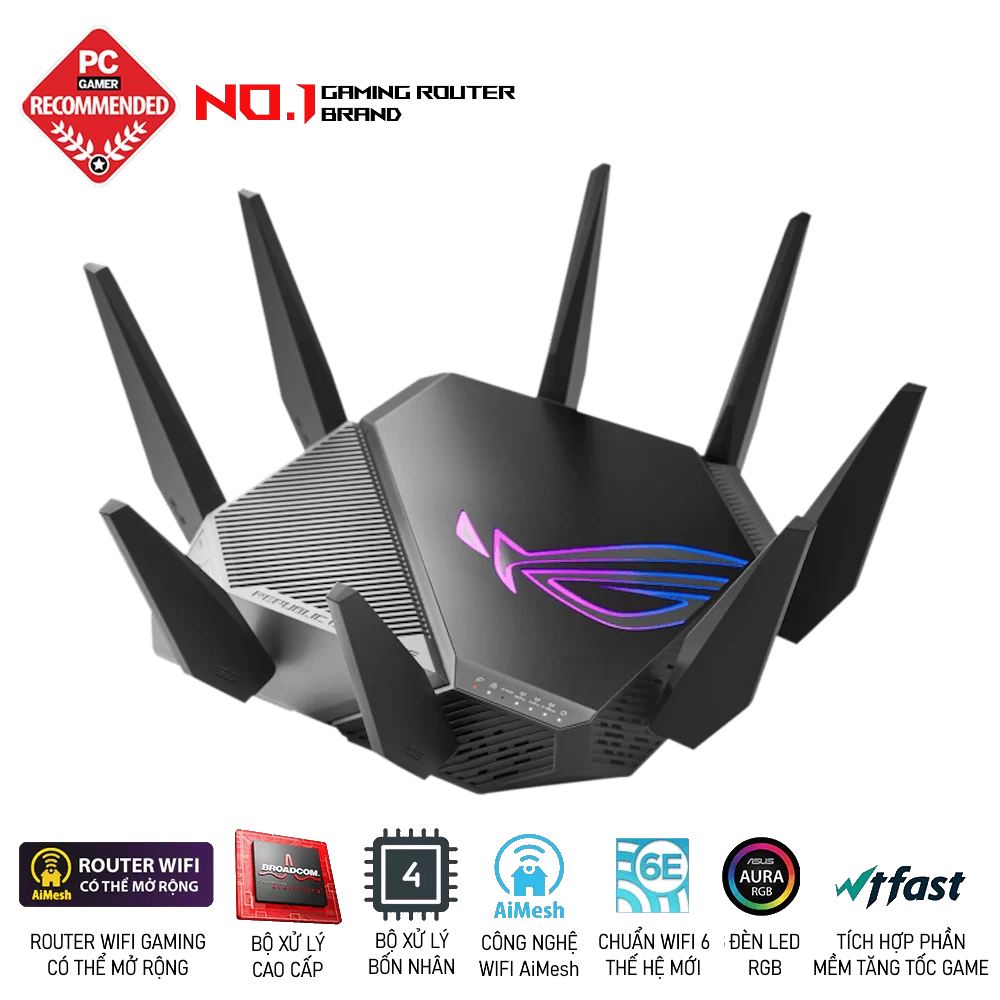 ASUS ROG Rapture GT-AXE11000 WiFi Gaming Router - Tri-Band 10 Gigabit, WiFi 6E, 1.8GHz Q 1 ASUS ROG Rapture GT-AXE11000 WiFi Gaming Router - Tri-Band 10 Gigabit, WiFi 6E, 1.8GHz Q
