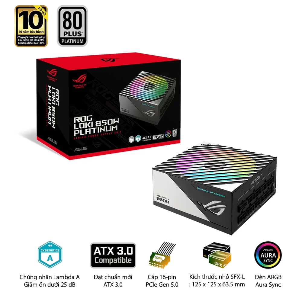 ASUS ROG Loki SFX-L 850W Platinum PSU - 850W, 80 plus Platinum, PCI Gen 5.0, Full Modular 1 ASUS ROG Loki SFX-L 850W Platinum PSU - 850W, 80 plus Platinum, PCI Gen 5.0, Full Modular