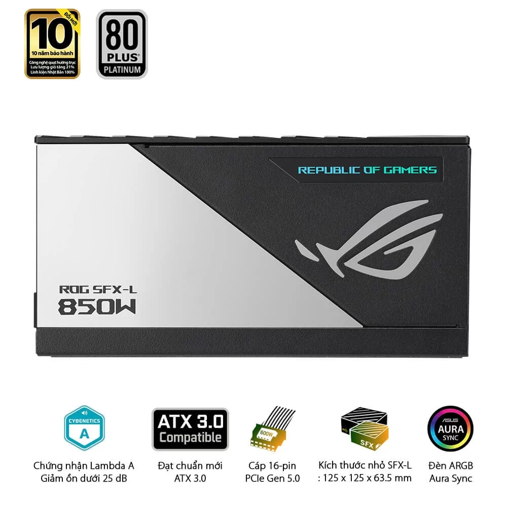 ASUS ROG Loki SFX-L 850W Platinum PSU - 850W, 80 plus Platinum, PCI Gen 5.0, Full Modular 10 ASUS ROG Loki SFX-L 850W Platinum PSU - 850W, 80 plus Platinum, PCI Gen 5.0, Full Modular - Ảnh 10