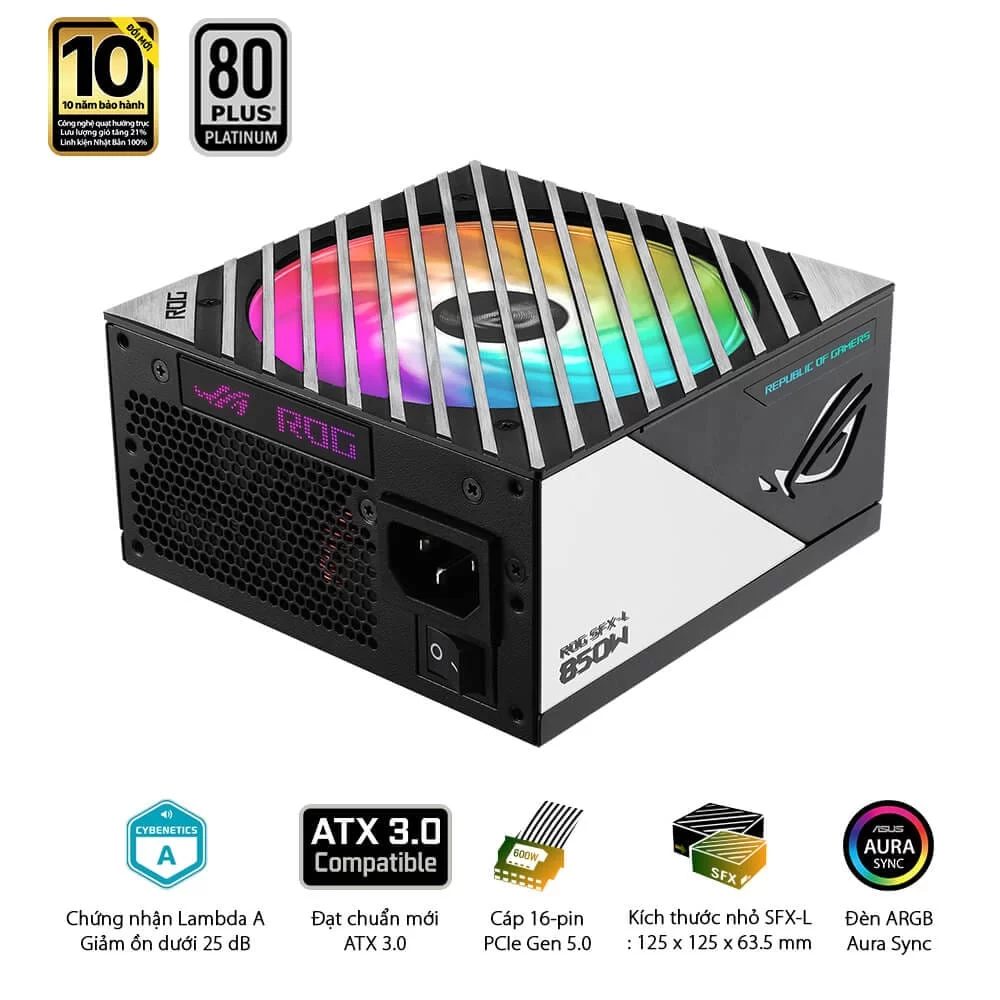 ASUS ROG Loki SFX-L 850W Platinum PSU - 850W, 80 plus Platinum, PCI Gen 5.0, Full Modular 5 ASUS ROG Loki SFX-L 850W Platinum PSU - 850W, 80 plus Platinum, PCI Gen 5.0, Full Modular - Ảnh 5