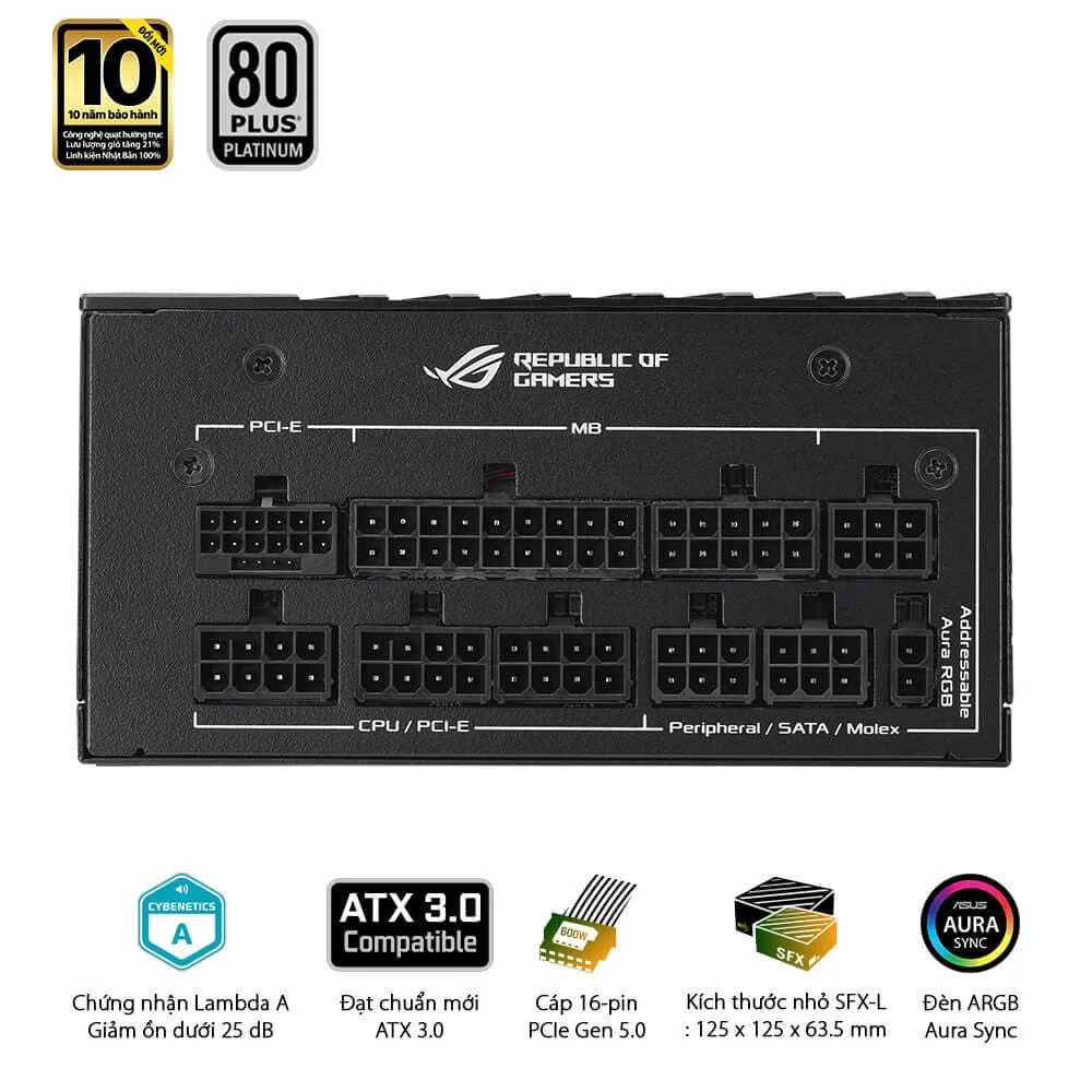 ASUS ROG Loki SFX-L 850W Platinum PSU - 850W, 80 plus Platinum, PCI Gen 5.0, Full Modular 4 ASUS ROG Loki SFX-L 850W Platinum PSU - 850W, 80 plus Platinum, PCI Gen 5.0, Full Modular - Ảnh 4