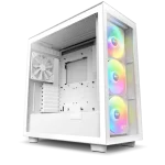 NZXT H7 Elite RGB Matte White (2024) Premium ATX Mid-Tower Case - All White, 3x F140 RGB Core Fan + 1x F140Q Fan + RGB Controller