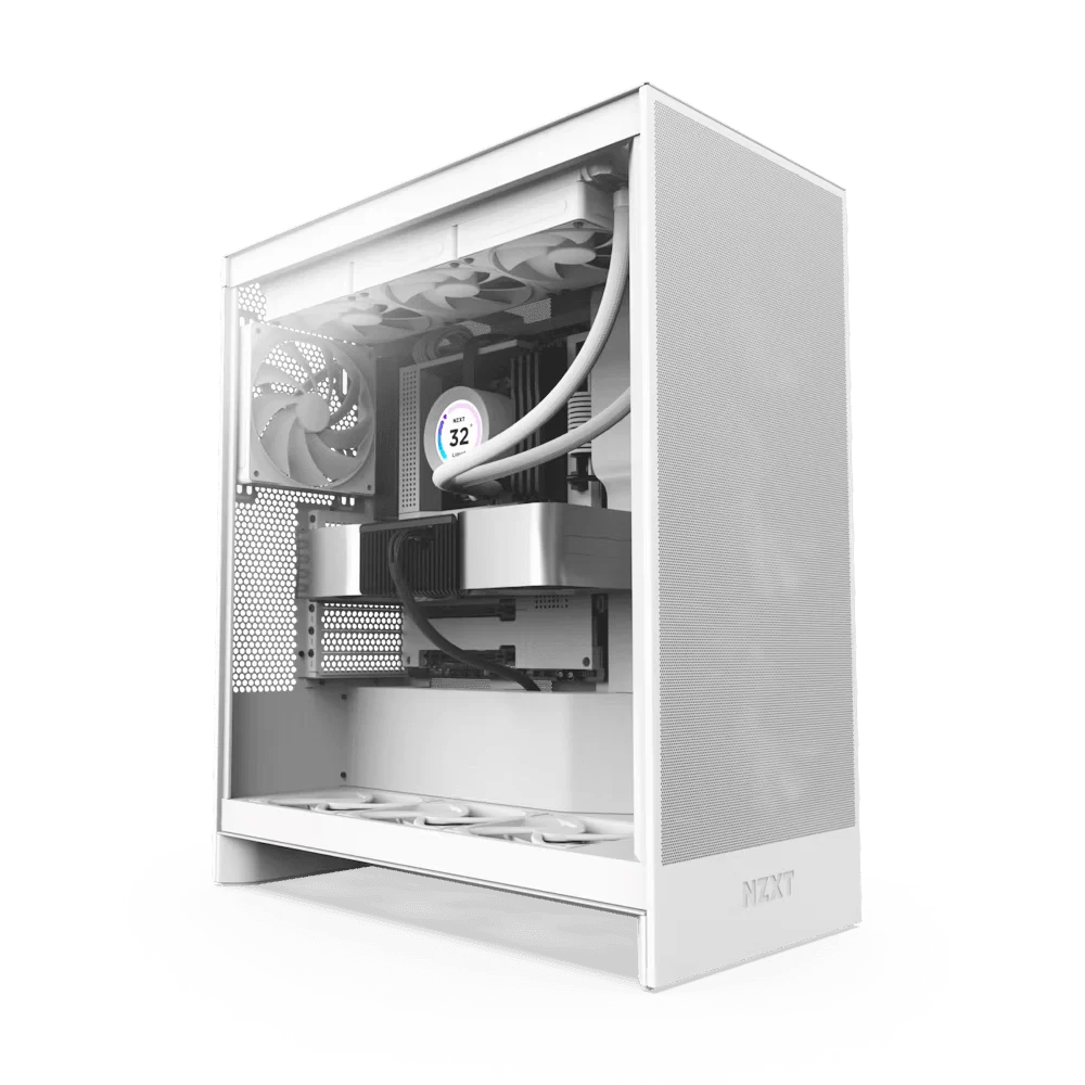 NZXT H7 Flow Matte White (2024) Mid-Tower ATX Airflow Case - All White, 3x F120Q Airflow Fan 1 NZXT H7 Flow Matte White (2024) Mid-Tower ATX Airflow Case - All White, 3x F120Q Airflow Fan