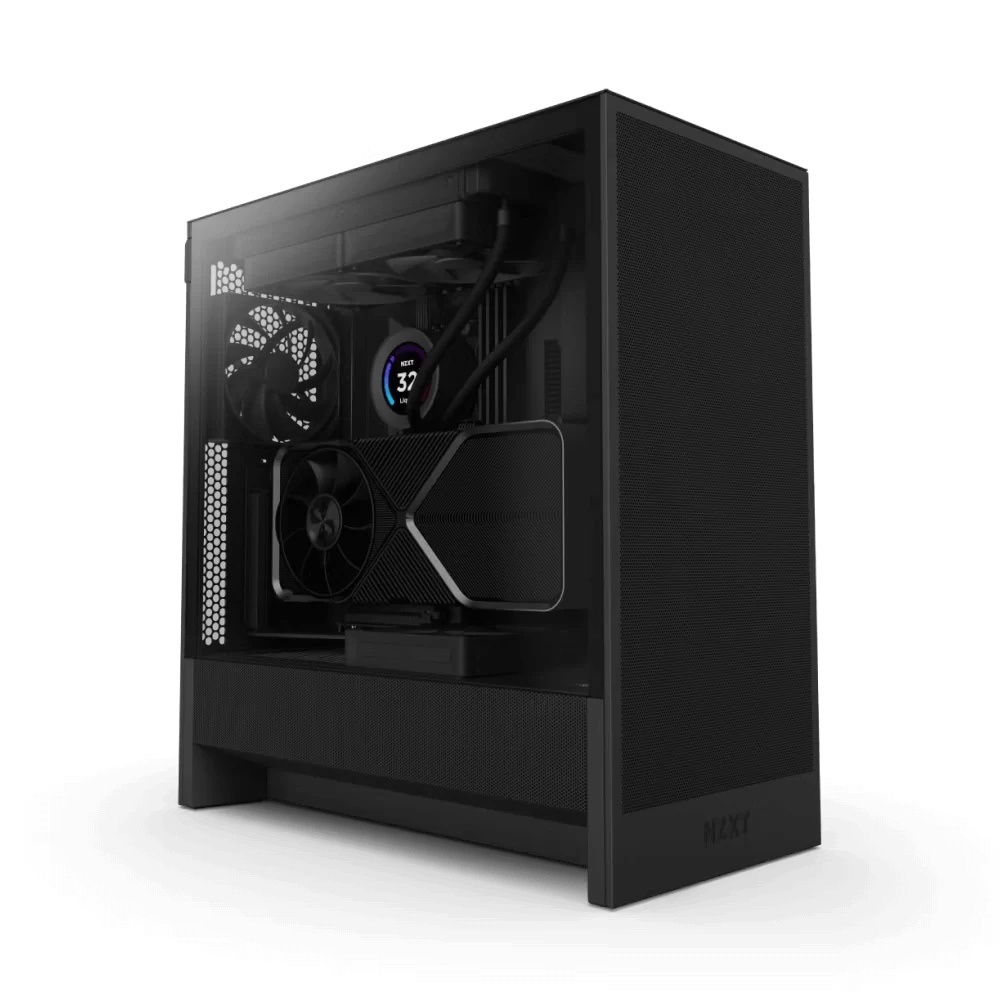 NZXT H5 Flow Matte Black (2024) Compact Mid-Tower ATX Airflow Case - All Black, 2x F120Q Fan 2 NZXT H5 Flow Matte Black (2024) Compact Mid-Tower ATX Airflow Case - All Black, 2x F120Q Fan - Ảnh 2