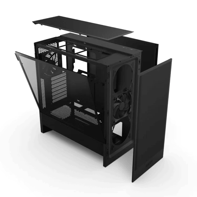 NZXT H5 Flow Matte Black (2024) Compact Mid-Tower ATX Airflow Case - All Black, 2x F120Q Fan 5 NZXT H5 Flow Matte Black (2024) Compact Mid-Tower ATX Airflow Case - All Black, 2x F120Q Fan - Ảnh 5