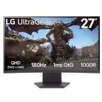 LG Ultragear 27GS60QC-B Curved (1000R) Gaming Monitor - 27 inch QHD (2560x1440), 180Hz, IPS 1ms (GtG), HDR10, sRGB 99% (Typ.), AMD FreeSync™