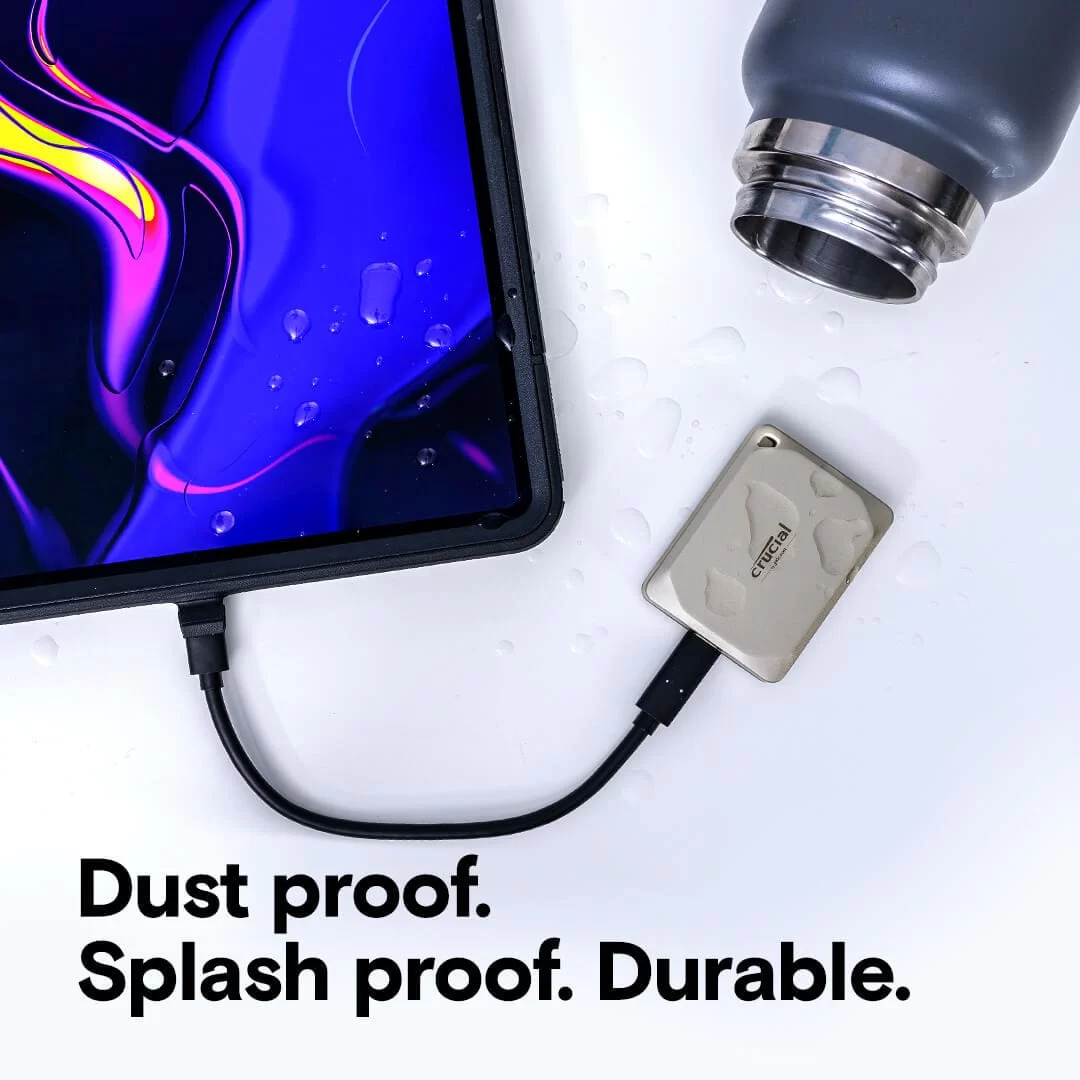 Crucial X9 Pro for Mac 4TB Portable SSD (CT4000X9PROMACSSD9B) - Up to 1050MB/s Read, water and dust resistant, Mac ready, USB 3.2 4 Crucial X9 Pro for Mac 4TB Portable SSD (CT4000X9PROMACSSD9B) - Up to 1050MB/s Read, water and dust resistant, Mac ready, USB 3.2 - Ảnh 4