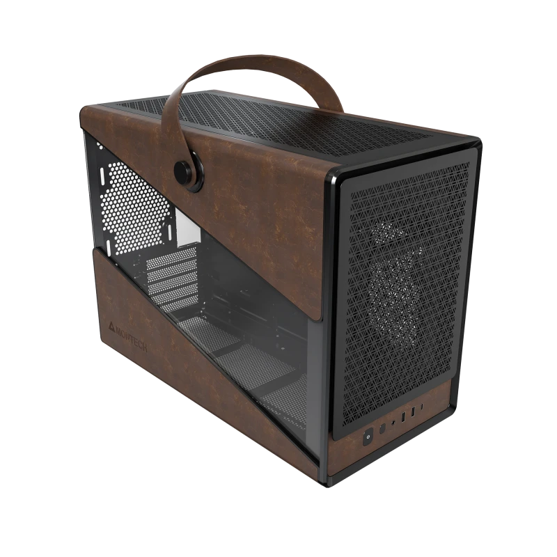 Montech HS Heritage Black Gaming Case - iTX, Steel, Leather 2 Montech HS Heritage Black Gaming Case - iTX, Steel, Leather - Ảnh 2