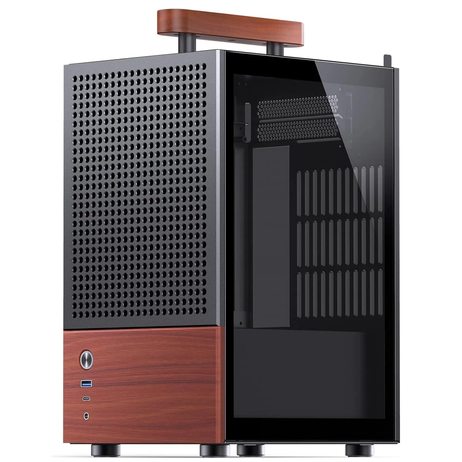 Jonsbo T6 Black iTX Case - Aluminum, Multifunctional Handle, Walnut Panel 2 Jonsbo T6 Black iTX Case - Aluminum, Multifunctional Handle, Walnut Panel - Ảnh 2