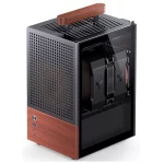 Jonsbo T6 Black iTX Case - Aluminum, Multifunctional Handle, Walnut Panel