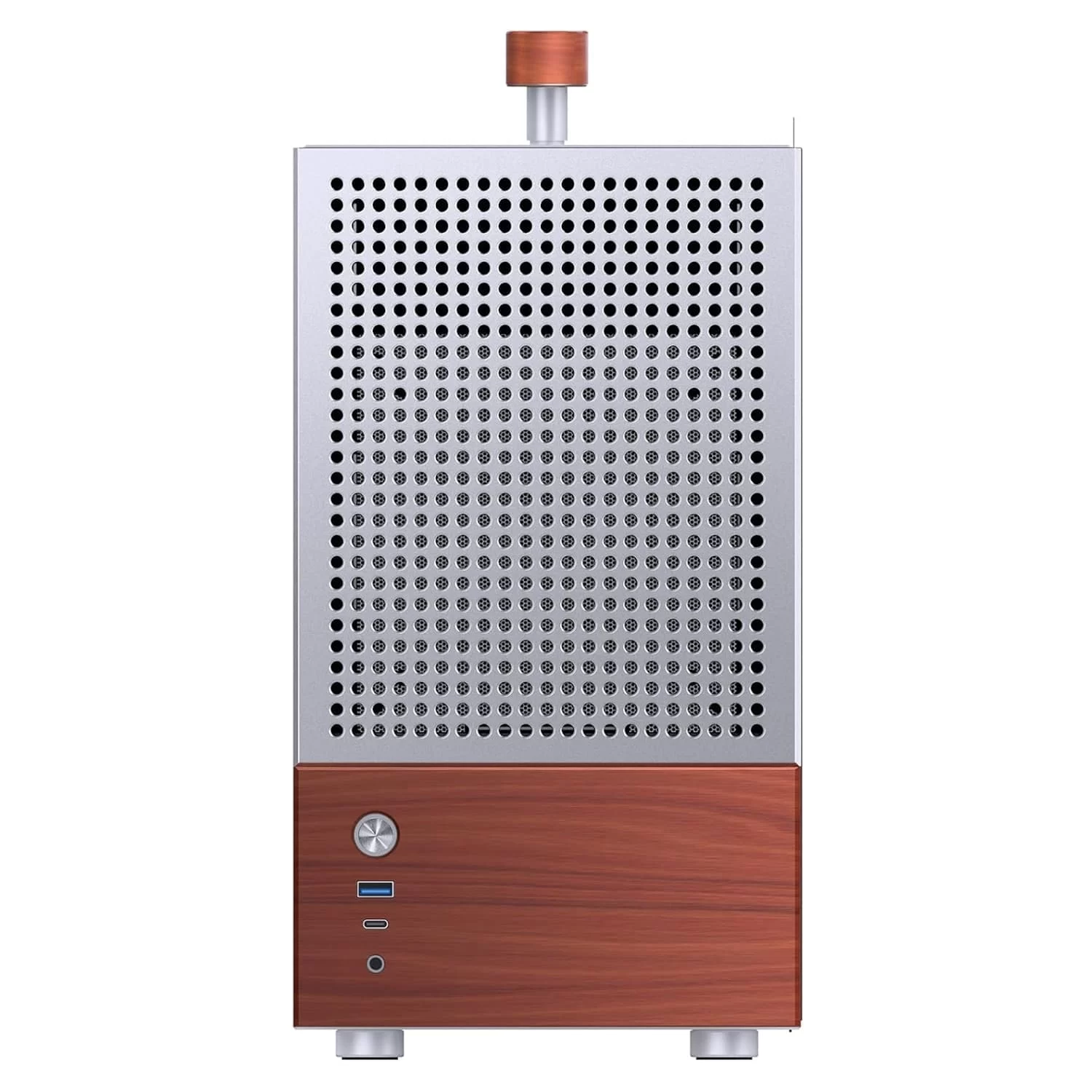 Jonsbo T6 Silver iTX Case - Aluminum, Multifunctional Handle, Walnut Panel 4 Jonsbo T6 Silver iTX Case - Aluminum, Multifunctional Handle, Walnut Panel - Ảnh 4