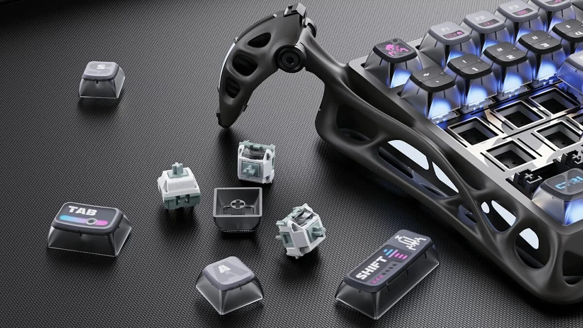 gravastar Mercury K1 Pro Galaxy Black advanced keycap design