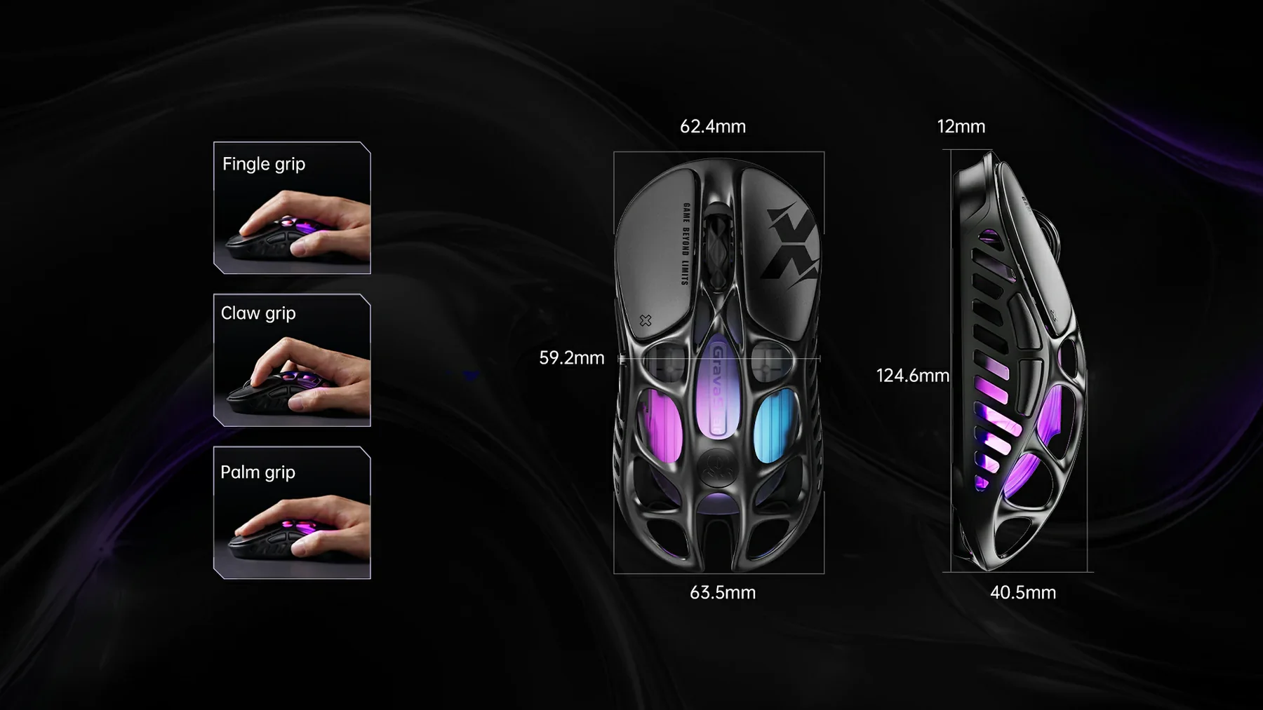 gravastar Mercury X Black Silver gaming mouse USB C charging high speed tracking durable design