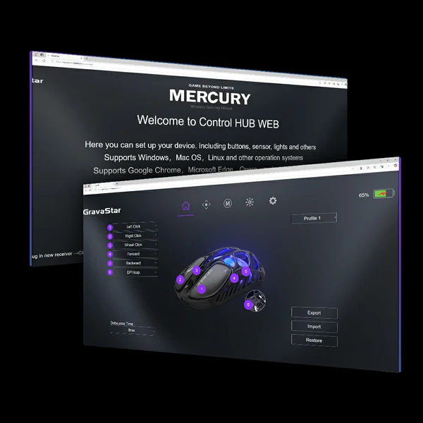 gravastar Mercury X Black Silver gaming mouse customizable RGB lightweight advanced sensor