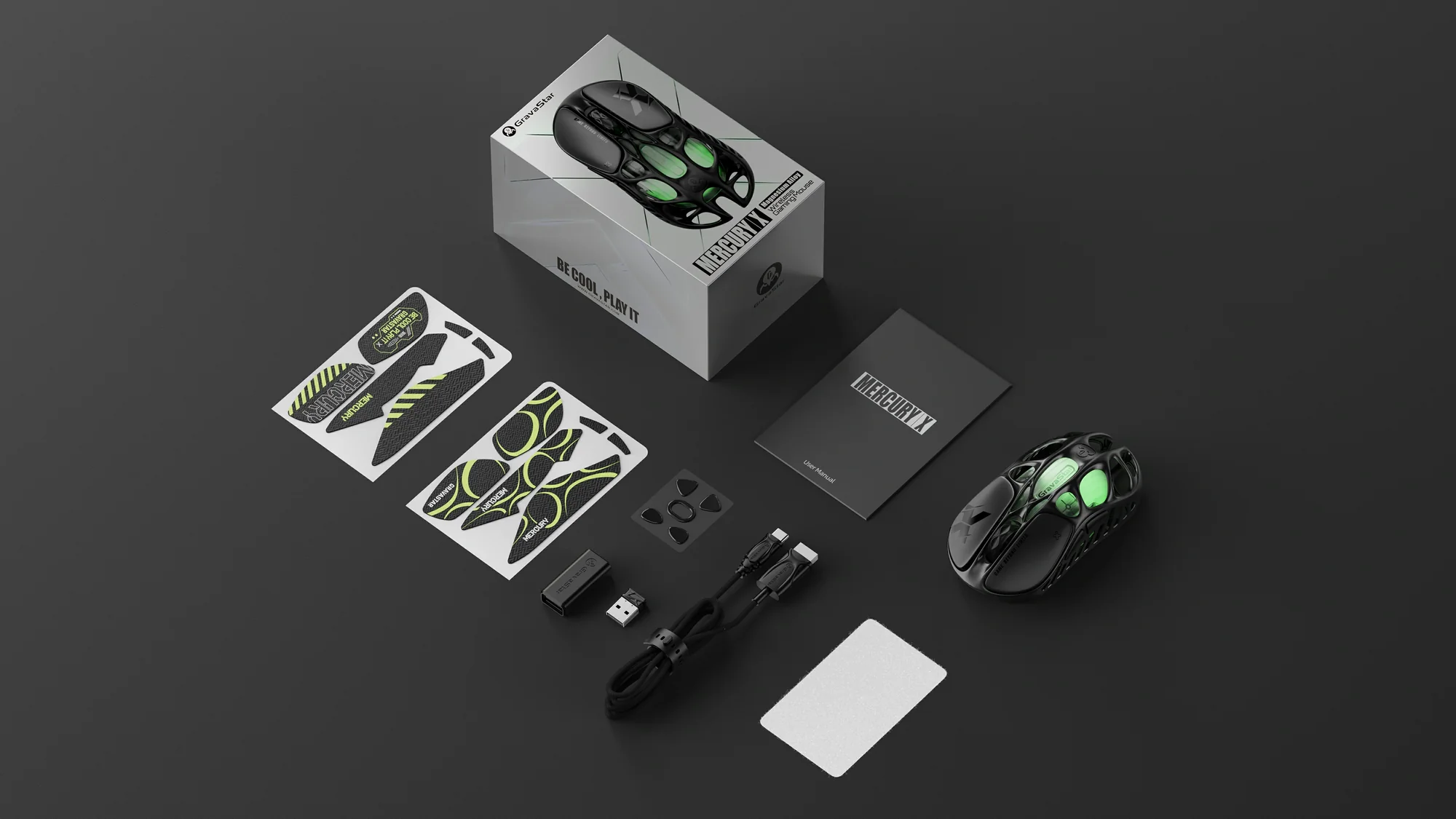 gravastar Mercury X Black Silver gaming mouse lightweight wireless great control advanced engineering