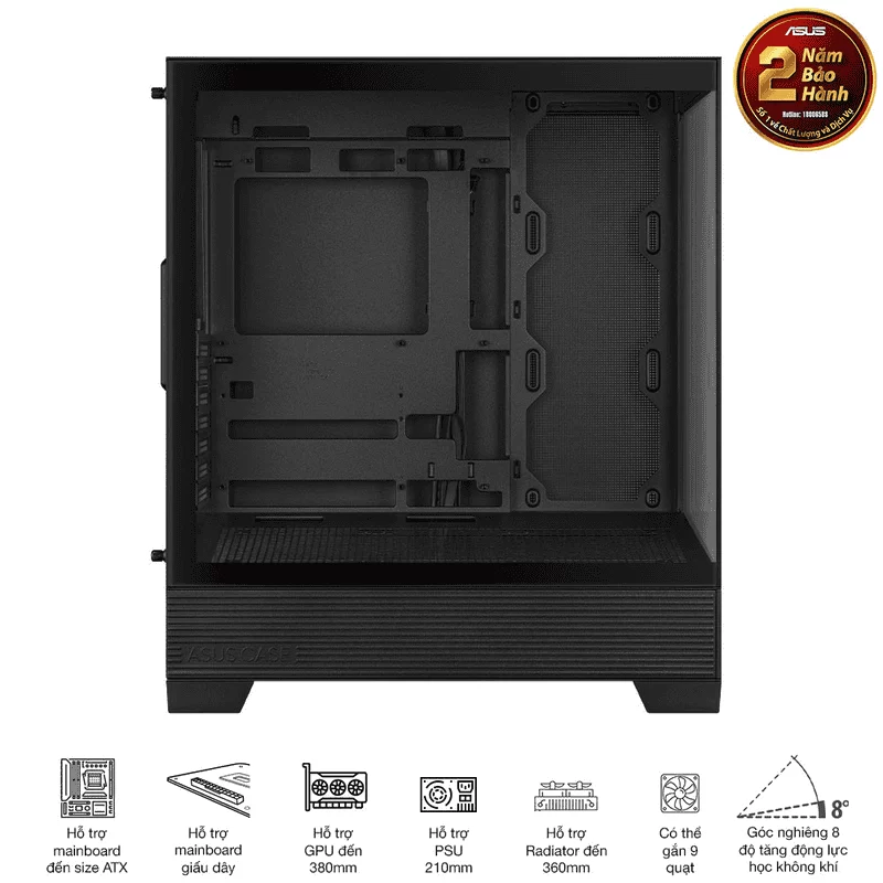 ASUS A31 Black ATX Mid-Tower Case - BTF Hidden Connectors, 8° Angled Base, Dual-Sided Tempered Glass 10 ASUS A31 Black ATX Mid-Tower Case - BTF Hidden Connectors, 8° Angled Base, Dual-Sided Tempered Glass - Ảnh 10